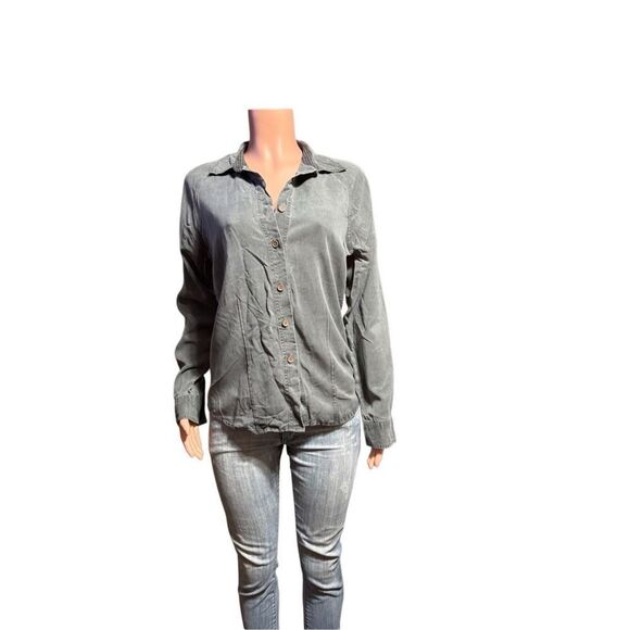 Women’s raglan long sleeve tencel button-down shirt  top M - Picture 6 of 7